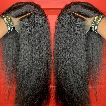 13x4 Kinky Straight HD Lace Front Human Hair Wigs kinky Straight 360 Full Lace Frontal Wigs For Women Pre Plucked 250 Density 1