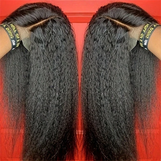 13x4 Kinky Straight HD Lace Front Human Hair Wigs Kinky Straight 360 Full Lace Frontal Wigs For Women Pre Plucked 250 Density 1