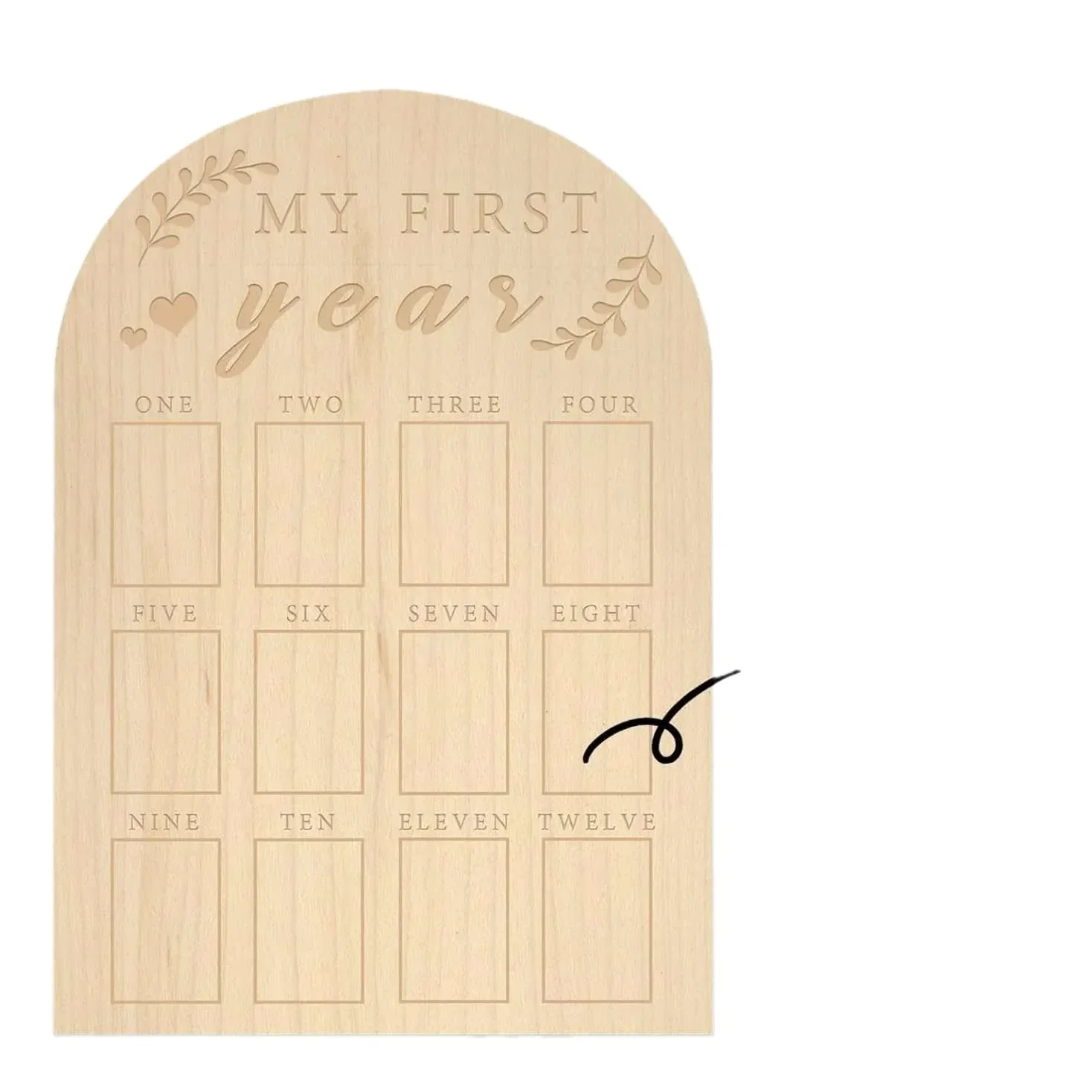 One Year Birthday Wooden Photo Board My First Year Milestone PhotoBoard 12 Monthly Picture Frame Baby First Wood Sign