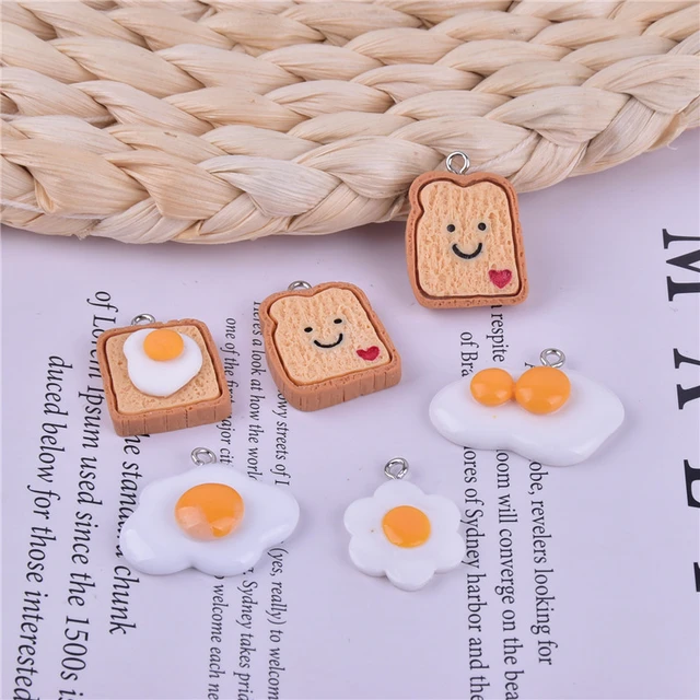 Toast Bread Pendant Charm, Food Flatback Charm, Kawaii Food Charms