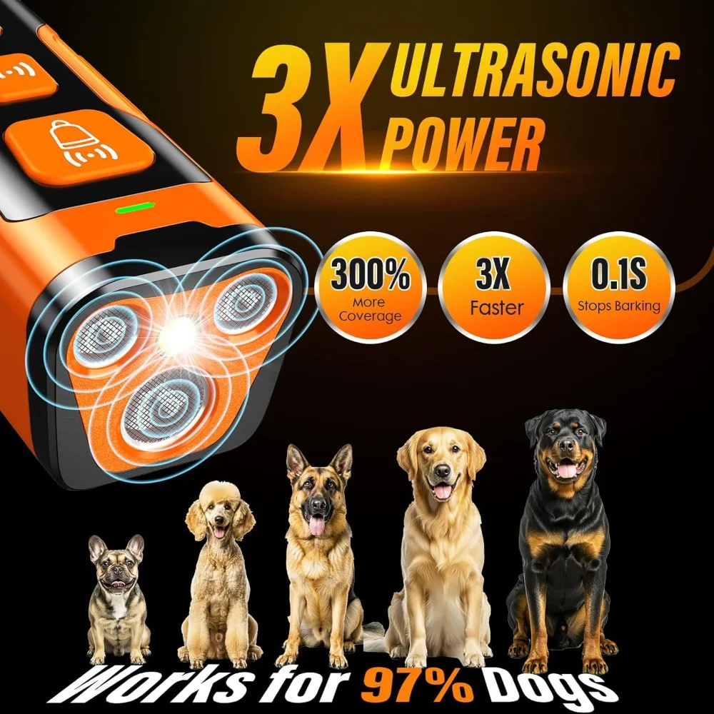 Dog Bark Deterrent Device, 6 Training Modes 23 FT Range Barks No More Indoors Outdoors Behavior Correct Safe&Humane Rechargeable 3
