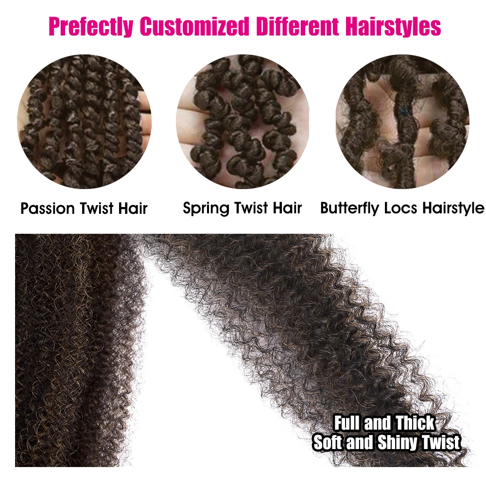 16/24 Inch Afro Kinky Twist Marley Braiding Crochet Hair Extensions Synthetic Pre-Separated Springy For Butterfly Locs Braids 4