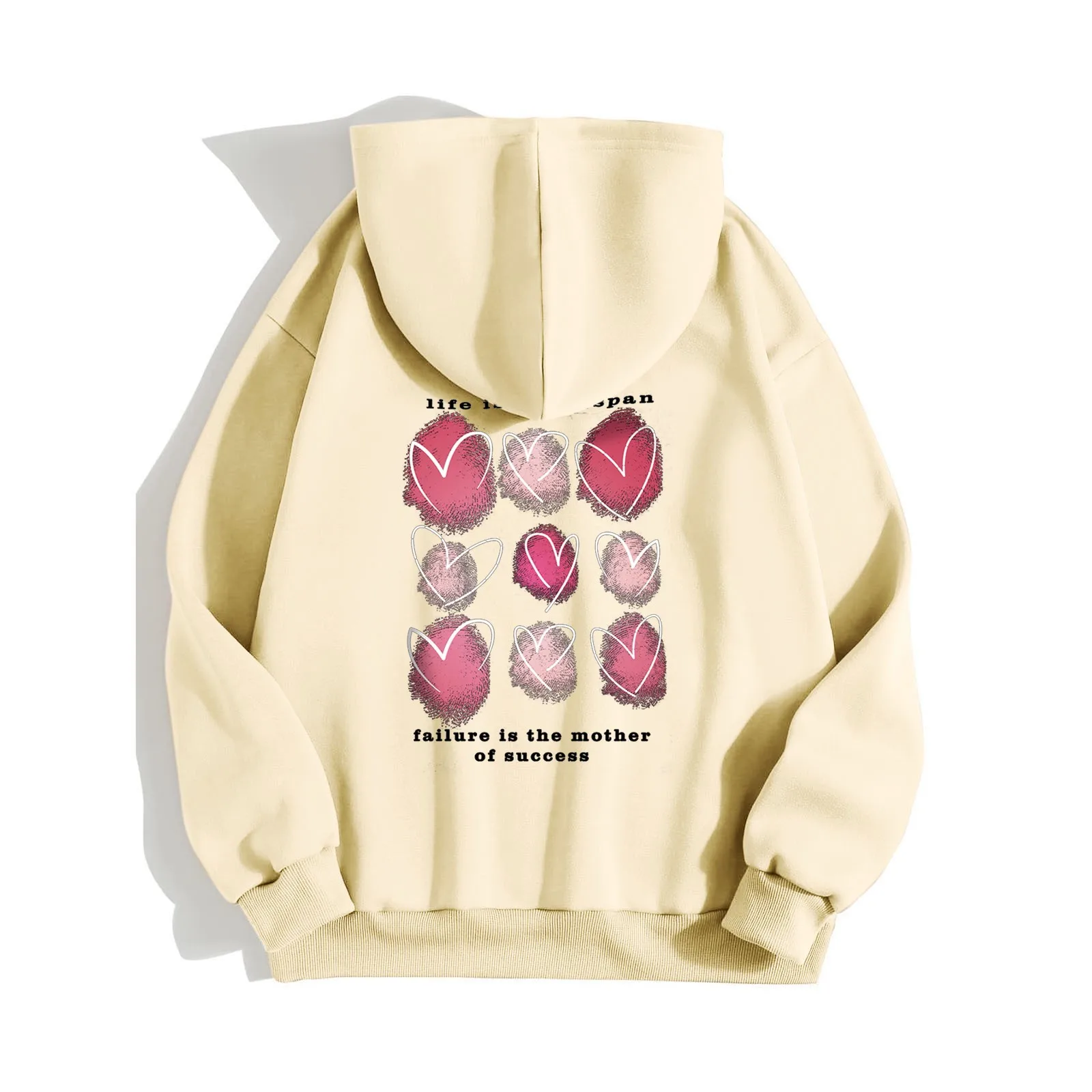 

Solid Color Pink Tops Hoodie Blouses Women Strawberry Sweatshirt Sleeve Long Korean Hooded Top Pullover Overcoat Harajuku Y2k