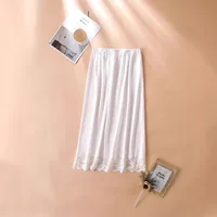 Jupon en dentelle anti-transparence, coupe trapèze mi-longue, doublure anti-frottement pour femme, 70 cm/27,56 pouces de long 3
