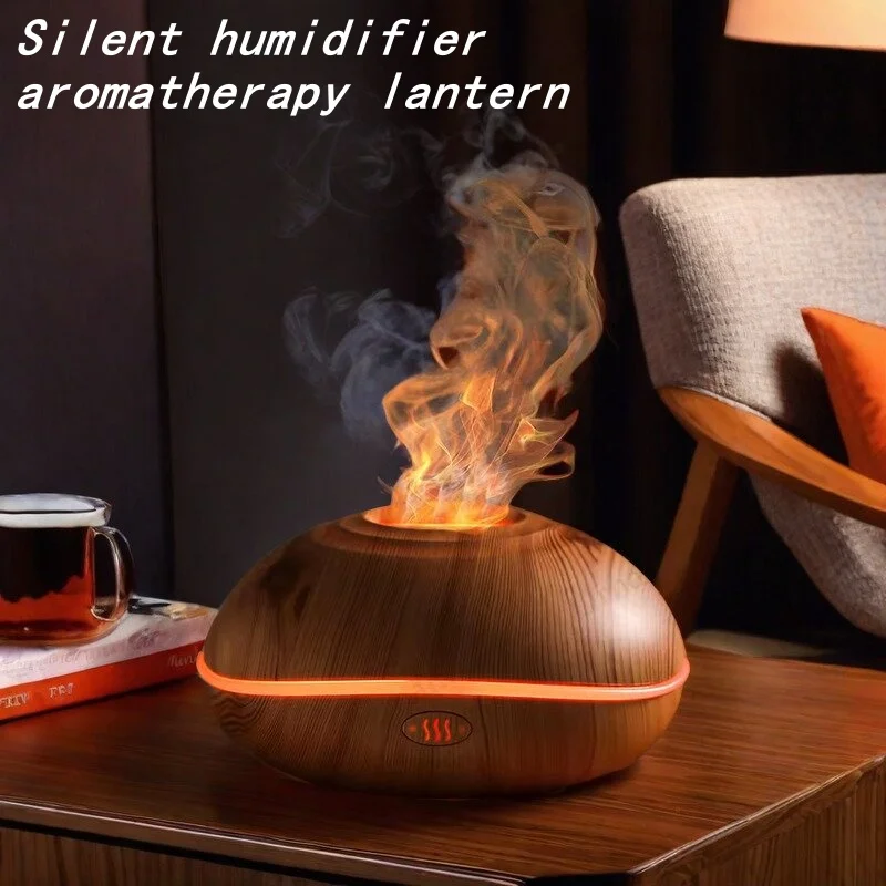 Aromatherapy Machine Desktop silent humidifier flame wood grain aromatherapy machine air ultrasonic atomizer atomization