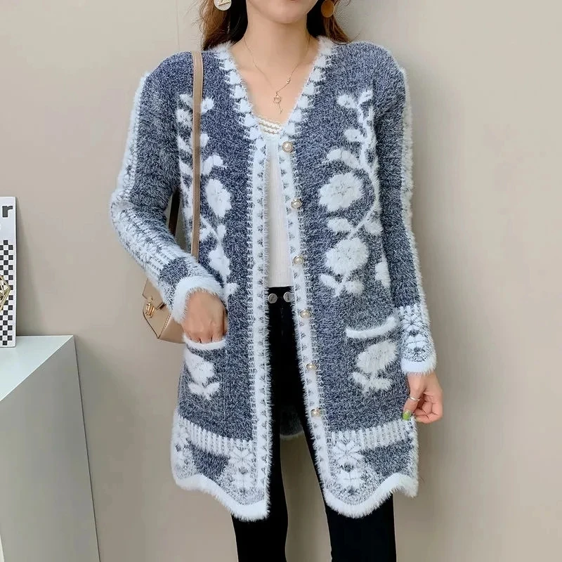 Autumn Winter Cardigan Sweater Women 2023 New Midlength Buttons Sexy