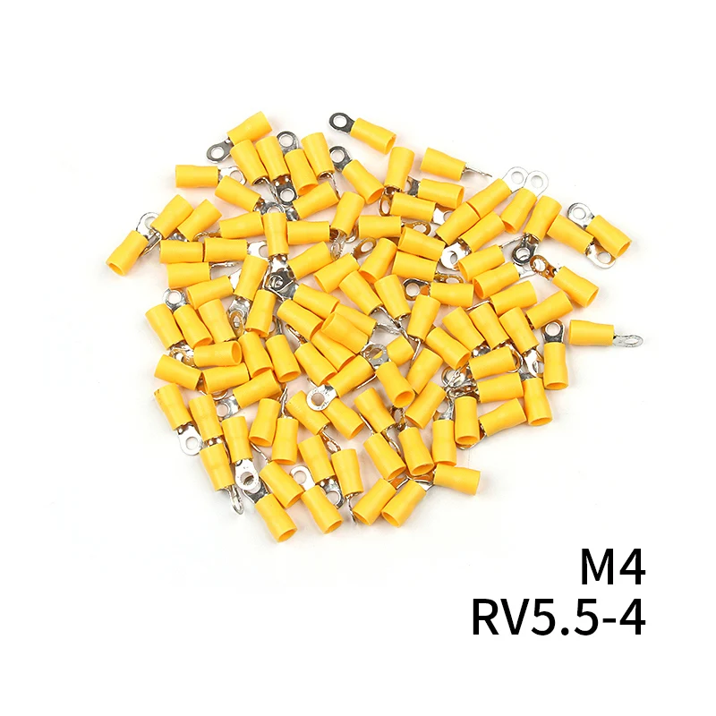 Description Picture 3 of item100/50/10Pcs Yellow RV5.5 M4-M8 Ring Crimp Terminal Insulated Electrical Cable Wire Connector 12-10AWG