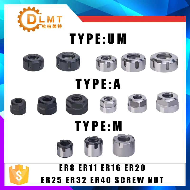 1PCS ER8 ER11 ER16 ER20 ER25 ER32 A/M CNC Router Engraving ER20 Nuts ER High Precision Machine Nut ER Collet Accessory Sparepart spring collet,tool holder,collet chuck,spring collet chuck,collet chuck holder,engraving collet chuck