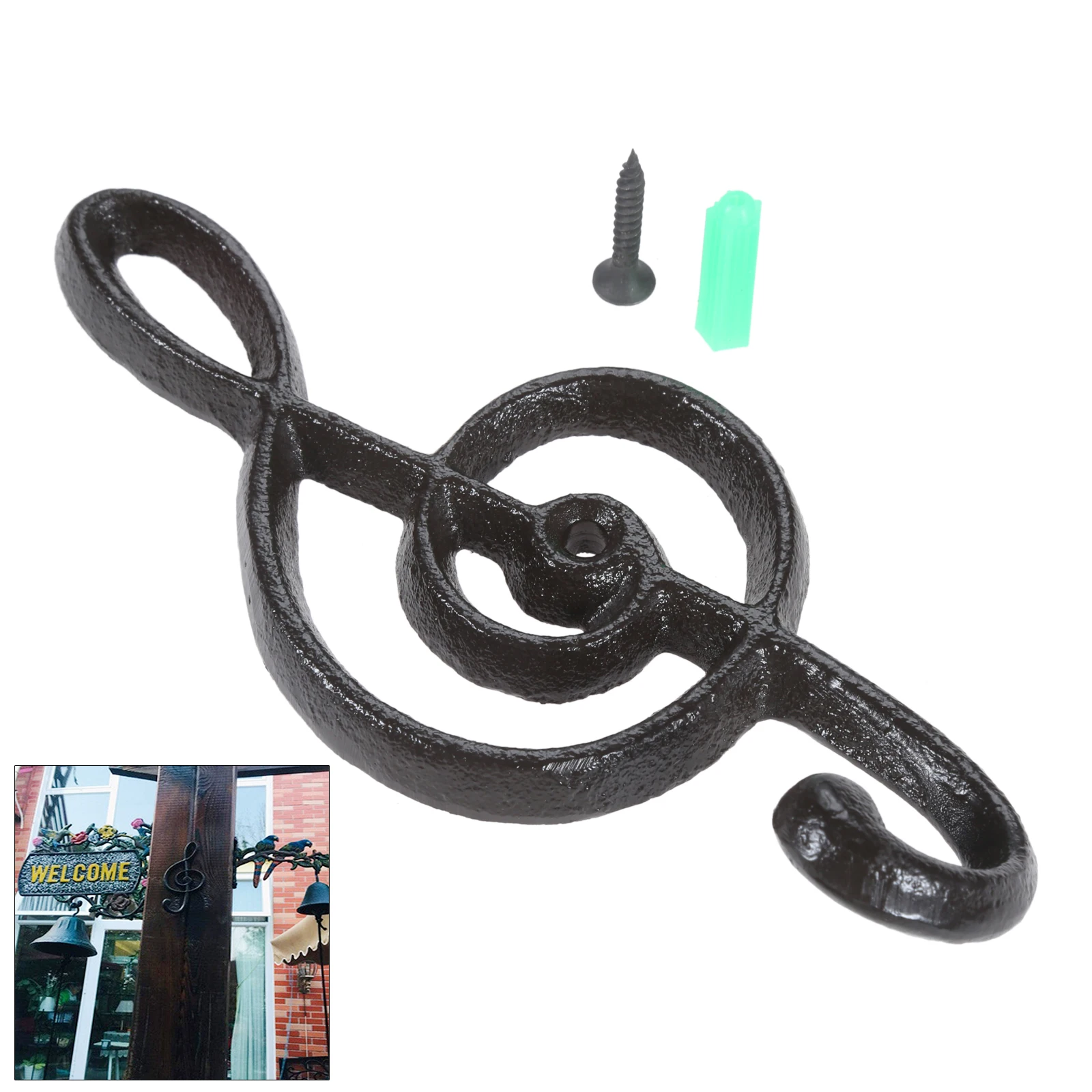 1set Music Note Shape Hook Iron Wall Hanger Unique Home Decor Vintage European style Kitchen Bathroom Coats/towel/Key/Hat/Bag 5