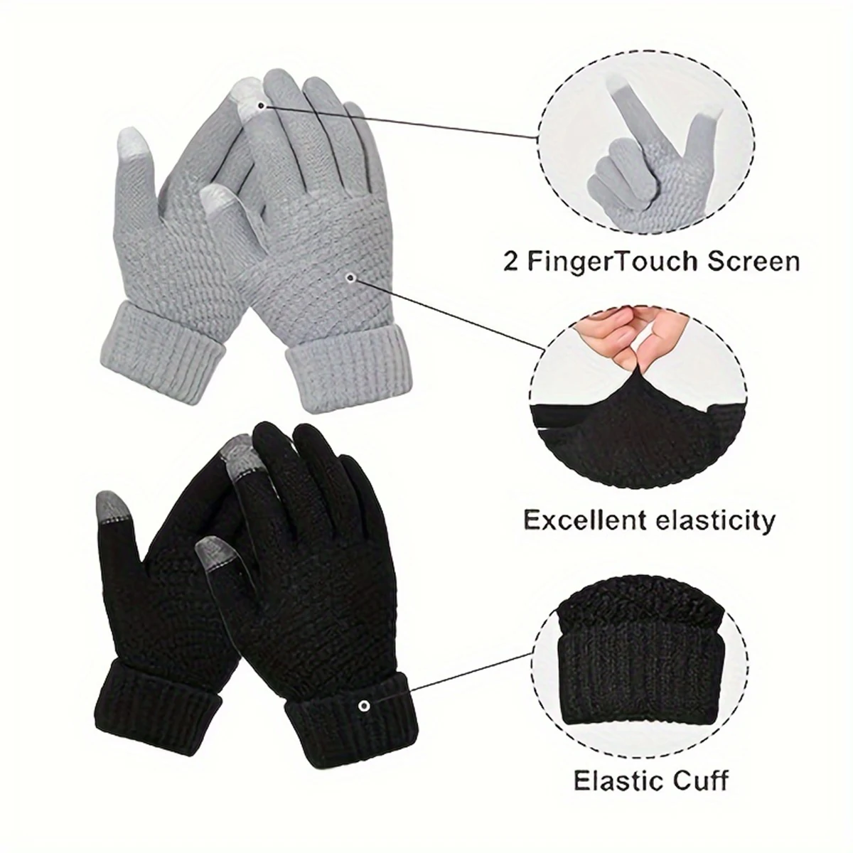 Winter Warm Knitted Gloves Mobile Phone Touch Screen Knitted Gloves Winter Thick Warm Outdoor Gloves For Men Women
