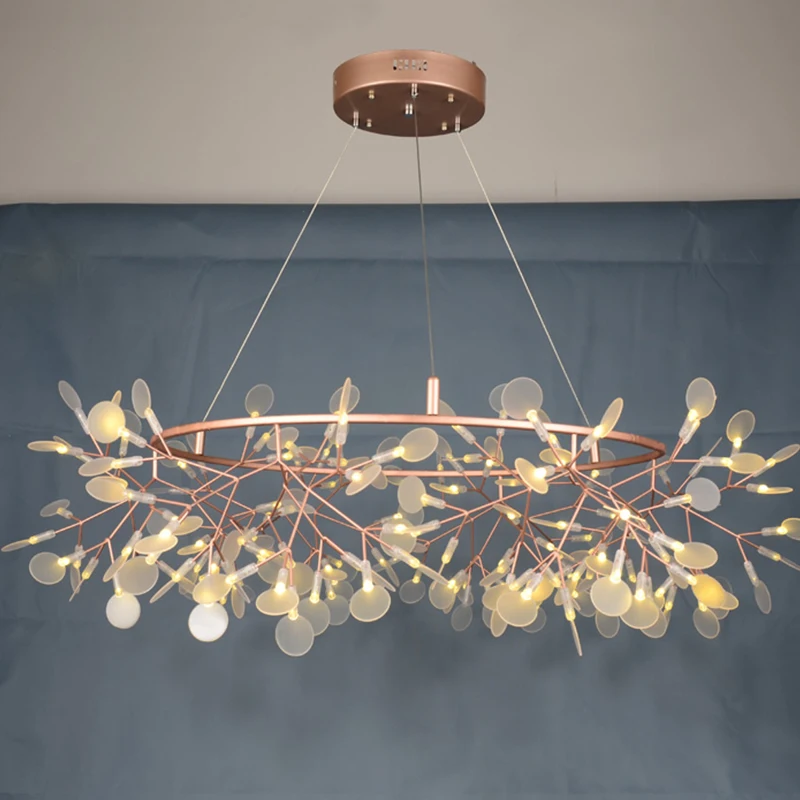 

New LED Firefly Ceiling Pendant Lamp Modern Minimalist Romantic Flower Indoor Living Room Round Hanging Lighting Chandelier 220V