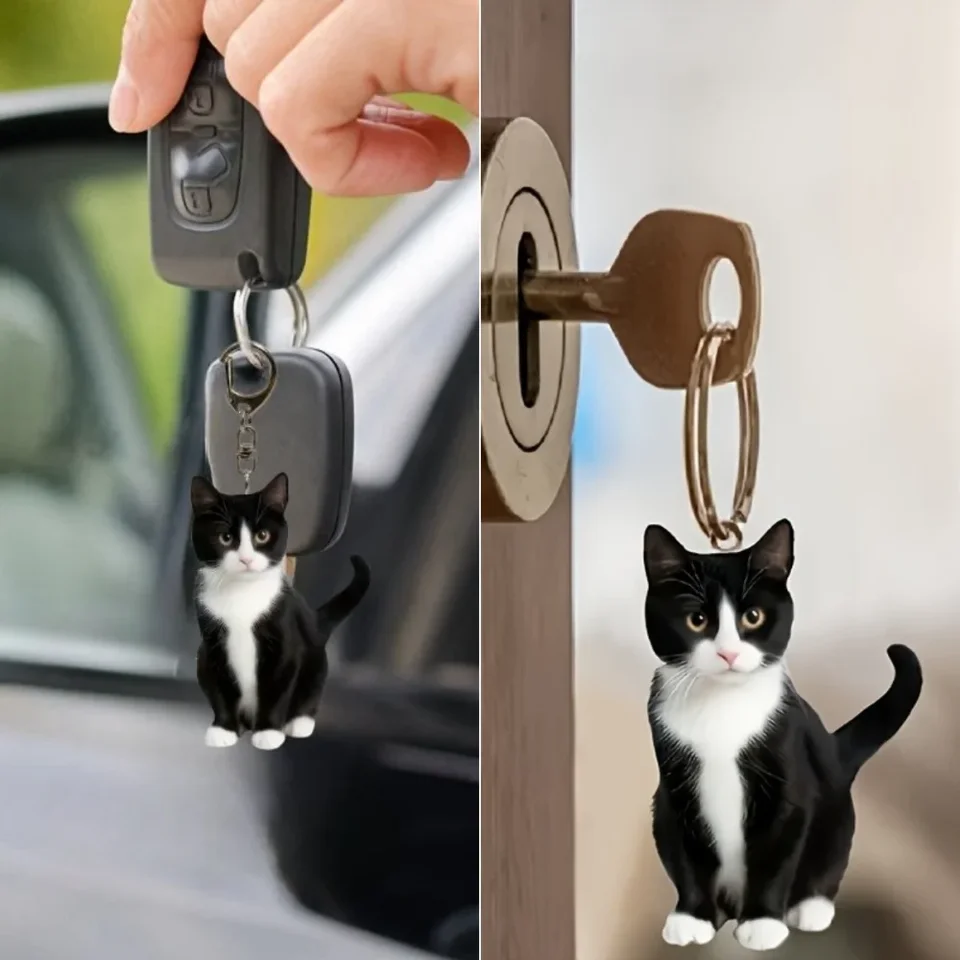 Llavero De Metal Con Diseño De Gato Negro Para Hombres Y