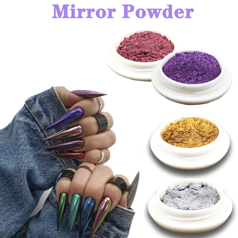 Metal Mirror Nail Glitter Powder Gel Rub Dust Shiny Metal Mirror Gold Silver Flakes Fine Chrome Mirror Pigment Diy Nail Glitter