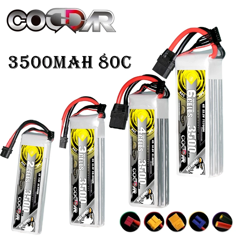 

CODDAR 7.4V 11.1V 14.8V 22.2V Lipo Battery 80C For RC Quadcopter Car FPV Racing Drone Parts 2S 3S 4S 6S 3500mAh Battery XT60 TRX