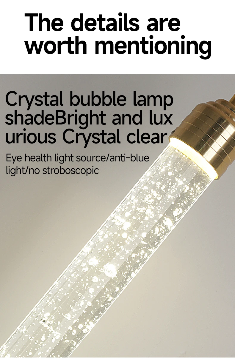 Luxury Crystal Pendant Light - Modern Gold Hanging Lamp for Living Room Bedroom Dining Room Decor