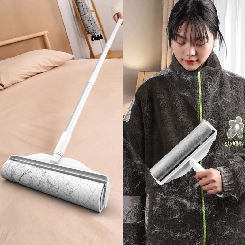 Detachable Long Handle Sticky Roller Mop Replacement core Cleaner Clothes Pet Home Car Cleaning Gluing Tool Replacement paper