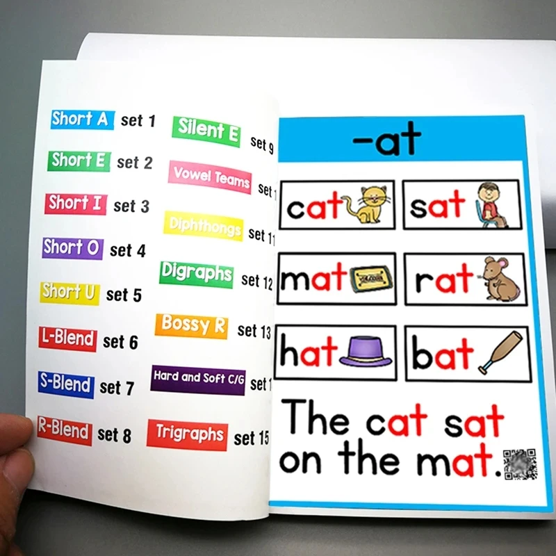 New Hot 107 Phonics English Root Sentence Word Flash Cards Natural Spelling Learning Card Scan Code Pronunciation Manual 10x14cm