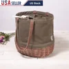 Durable Canvas Tote Bag with Willow Wicker Bottom Stylish Beach Picnic Basket Fully Lined Convenient Grocery Shopping Companion 1