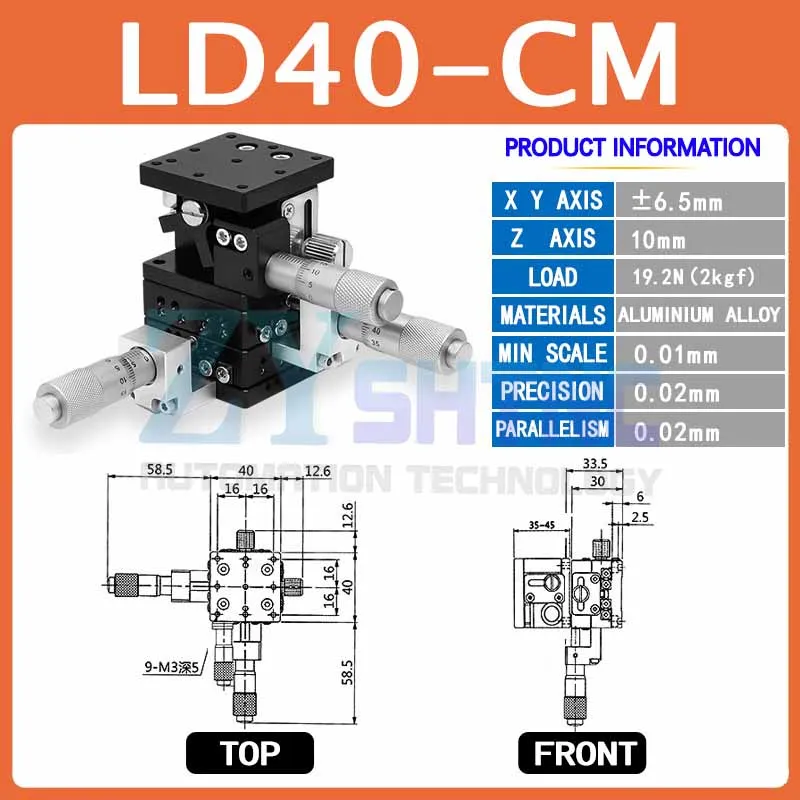 XYZ Axis 40*40 Trimming Station Manual Displacement Platform