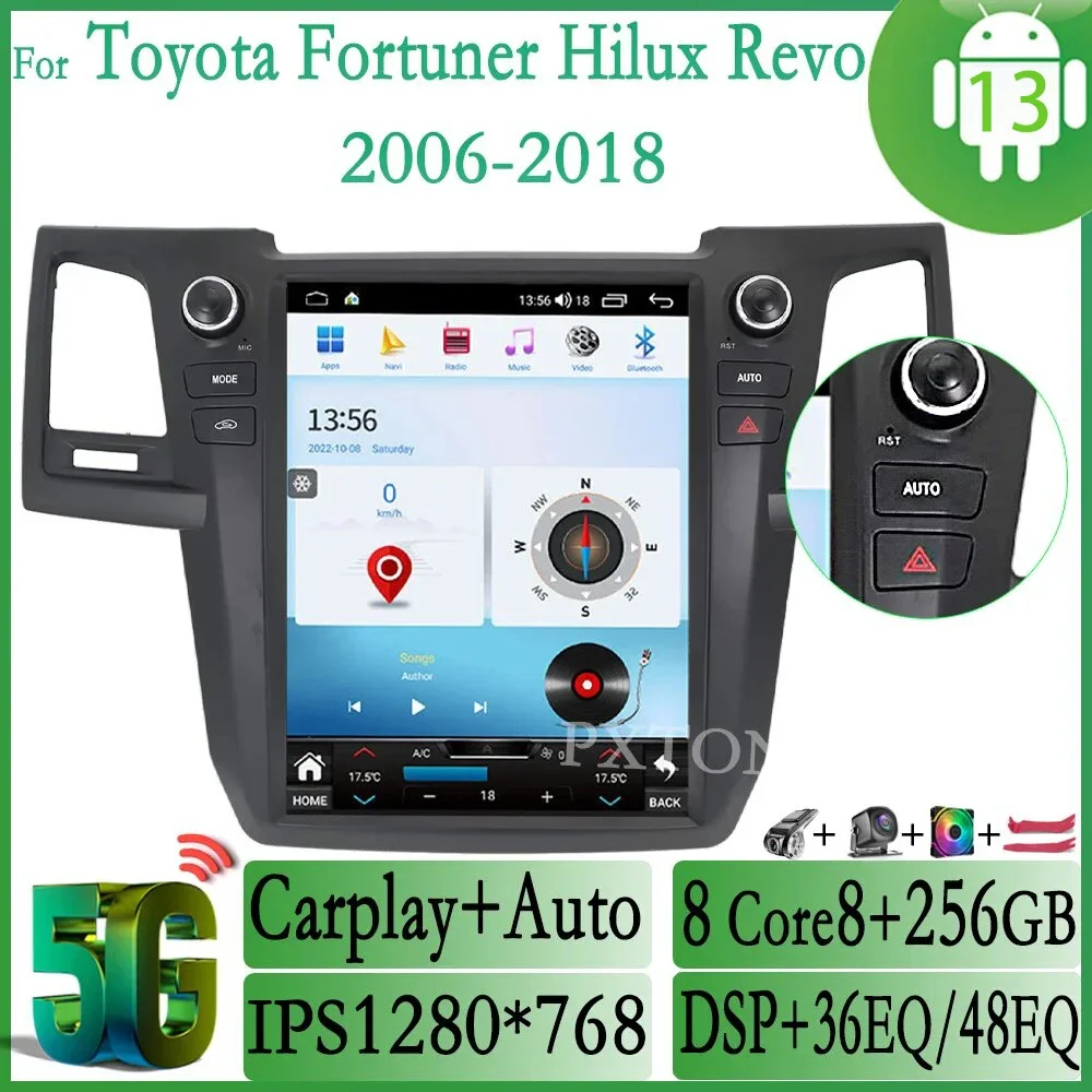 

8+256G For Toyota Fortuner Hilux Revo 2006-2018 Tesla Screen Car Video Player Radio Stereo GPS Multimedia Head Unit Carplay
