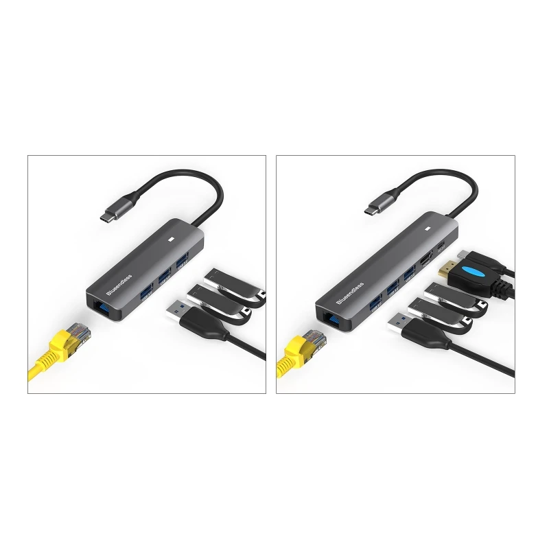 

Док-станция Blueendless Type-C, 4K-HDMI-совместимая, 4k/30 Гц, USB3.0, 5 Гбит/с, локальная сеть