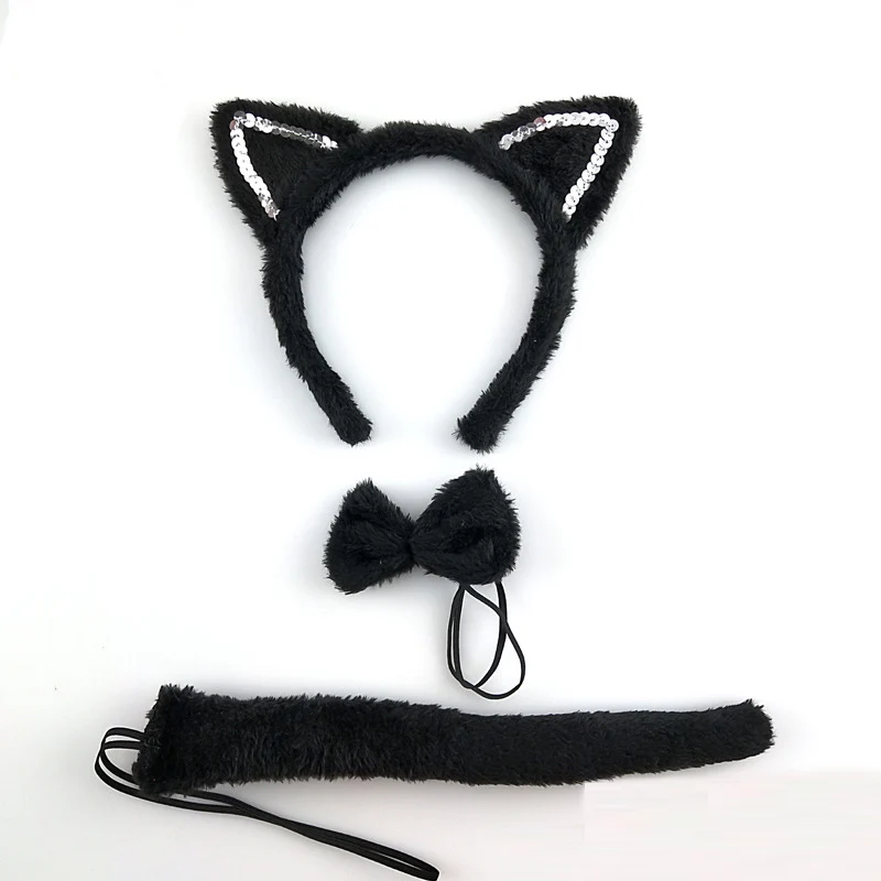 Cosplay Costume Kids Party Cat Ear Headband Hairband Gloves Performance Stage Dance Wear Set Clothes Halloween