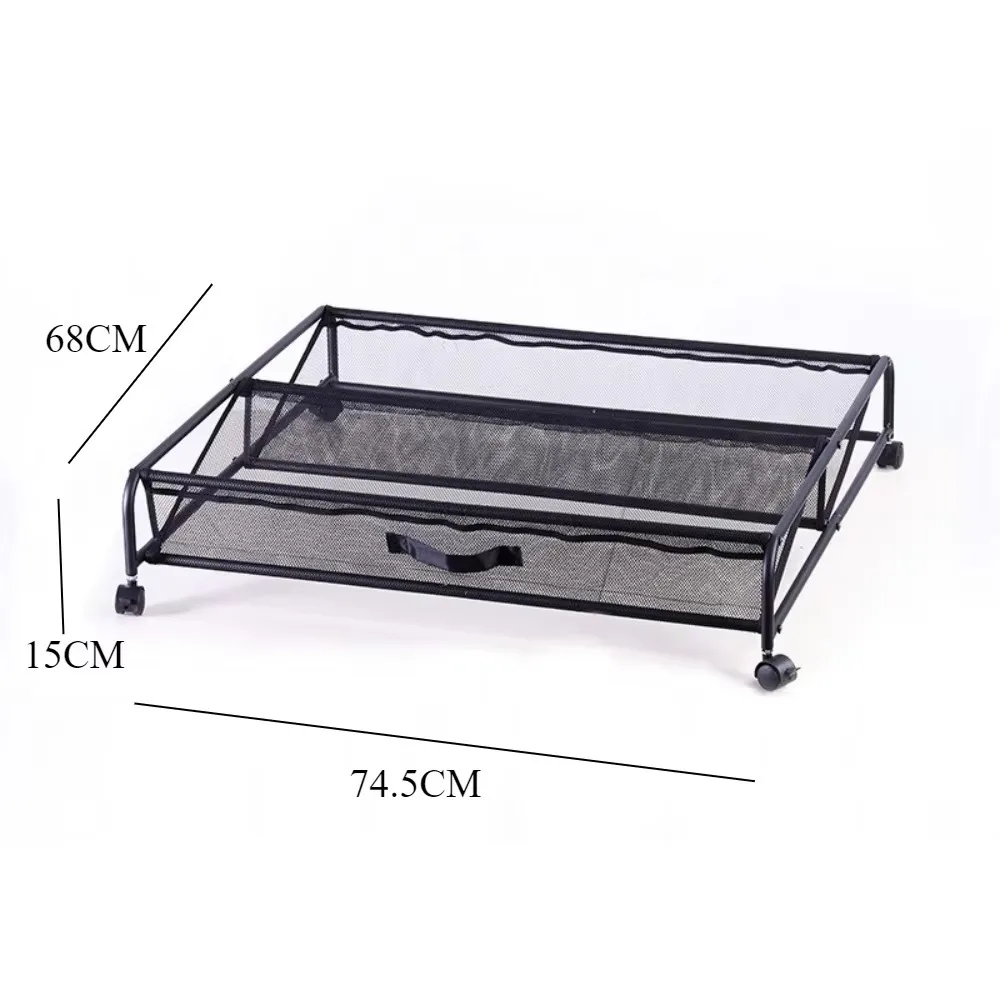 Under The Bed Shoe Storage with Wheels Bedroom Movable Save Space Stored Shoes Cabinet Large Capacity Metal Storage Shoe Rack
