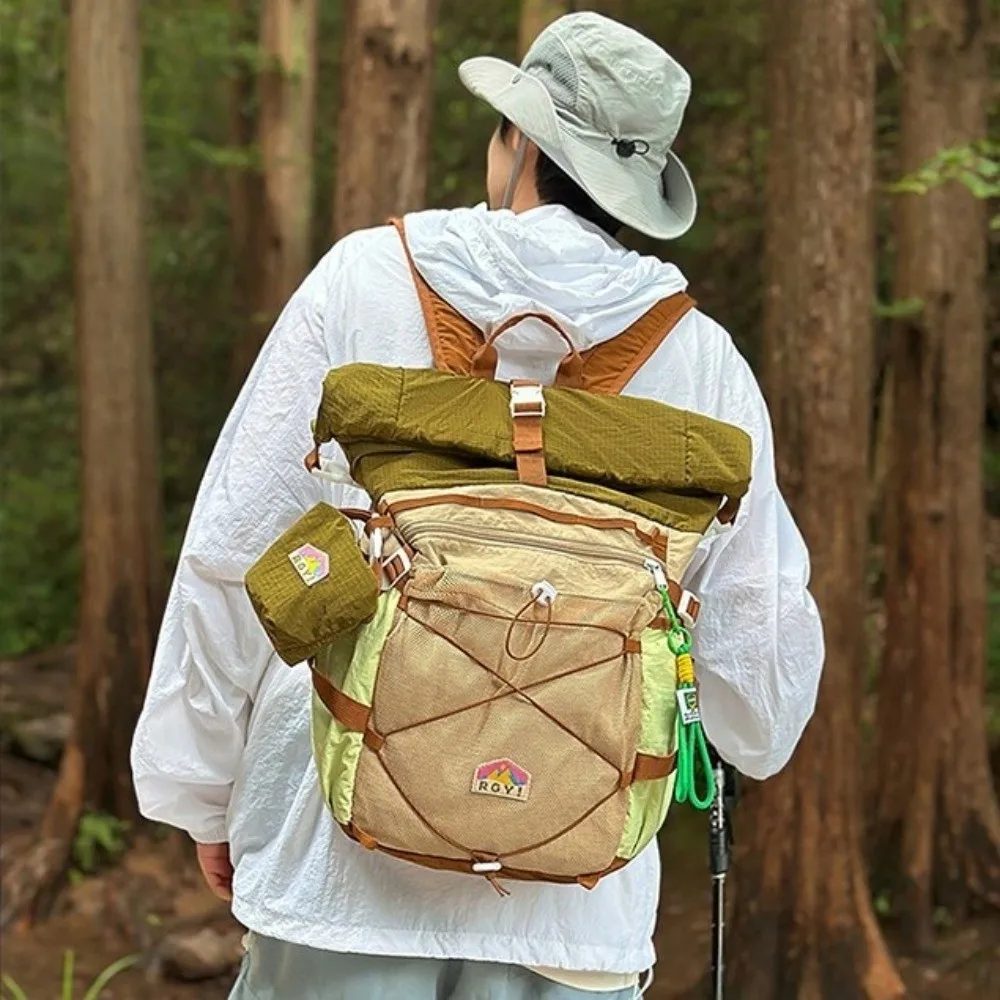 Color-Blocked Design Outdoor Hiking Bag Multi-pocket Waterproof Oxford Travel Backpack Lightweight Large-Capacity 5