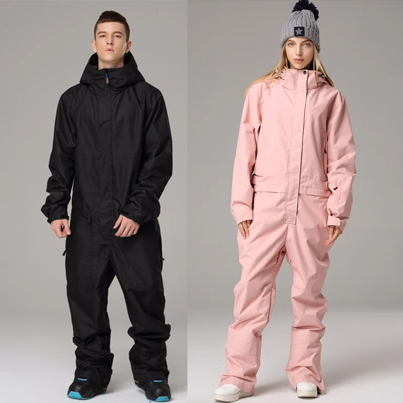 

New One Piece Ski Suit Women Outdoor Snowboard Jacket Men Hooded Overalls Windproof Waterproof Ski Set Snow Snow Pants Jumpsuit