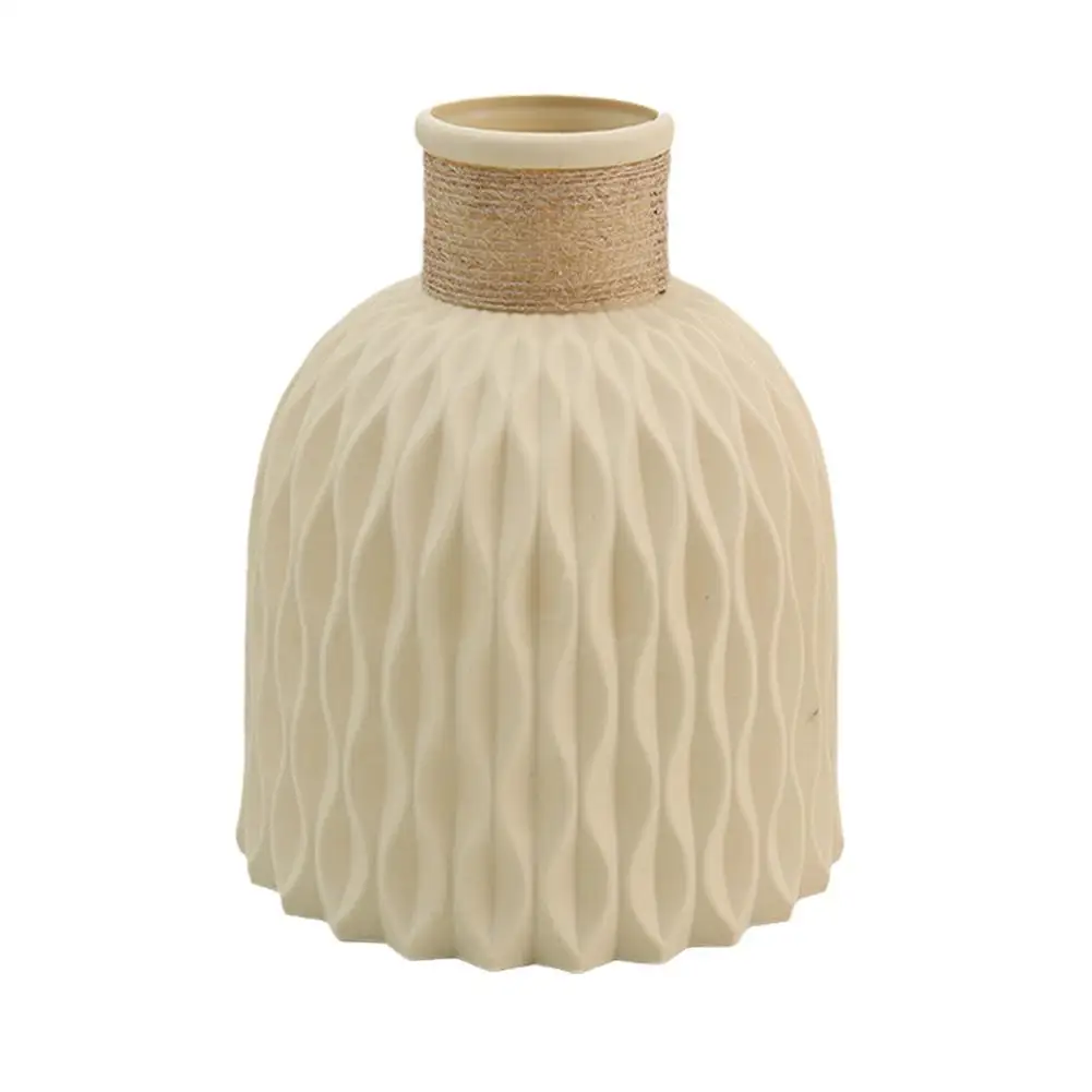 Nordic Flower Vase Imitation Ceramic Moire Artificial Flower Vase Living Room Desktop Decoration Wedding Centerpiece Arrangement 6