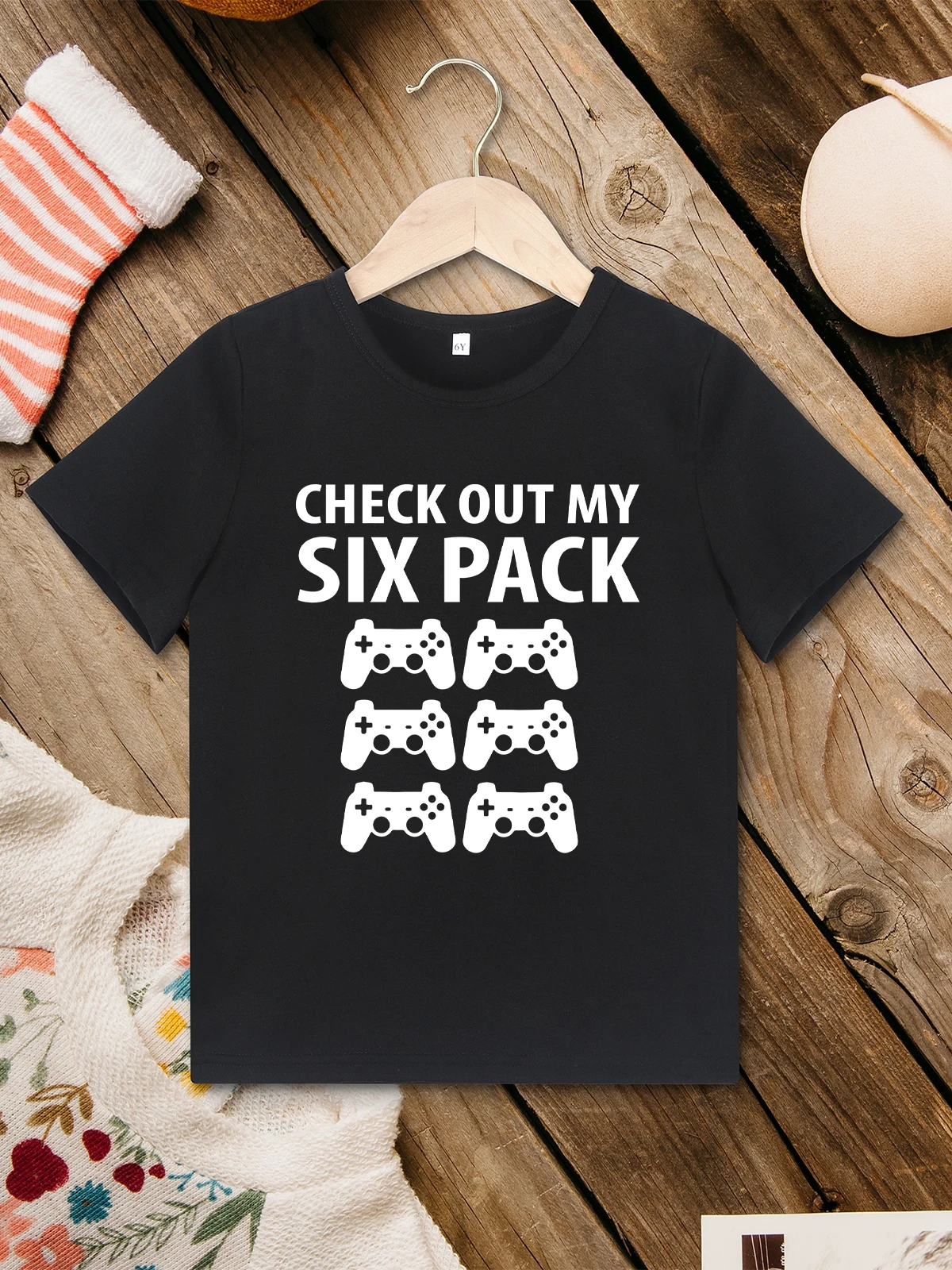 Check Out My Six Pack Funny Kids T Shirt For Boys Game Freaks Summer Super Soft & Durable Abbigliamento Per Bambini Everyday Wear