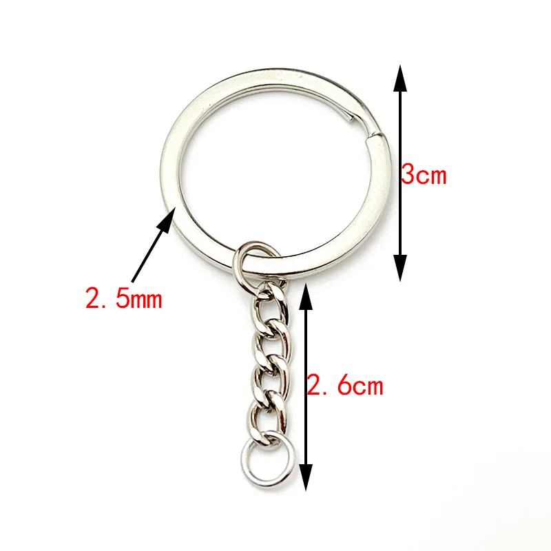 Bulk Pack of 30mm Round Flat Wire Metal Key Rings for DIY Crafts & Jewelry Making