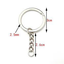 Bulk Pack of 30mm Round Flat Wire Metal Key Rings for DIY Crafts & Jewelry Making (Key Chain 3.0 1)