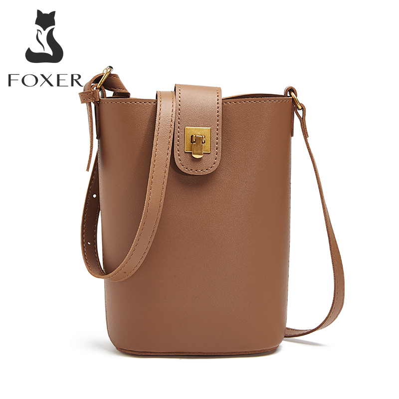 FOXER PU Women's Retro Mini Cellphone Bag 2025 New Fashionable Crossbody Bucket Bag Purse Travel Small Bag for Girl