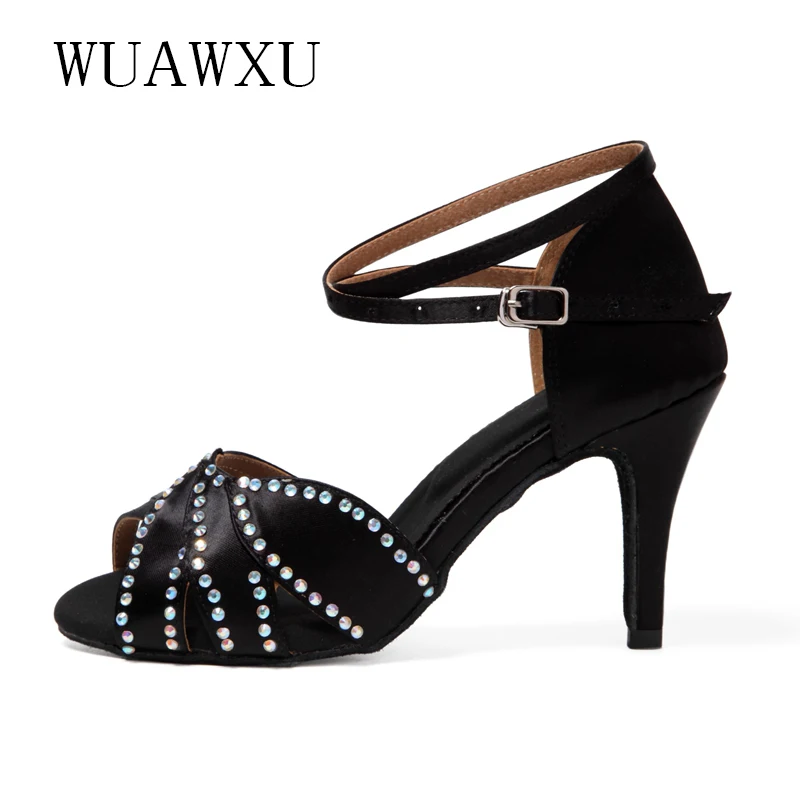 NATASHA Professional Latin Dance Shoes Genuine Soft Sole Dance Shoes Women's 2023 New Summer Cool Shoes Lace Diamond Advanced Da