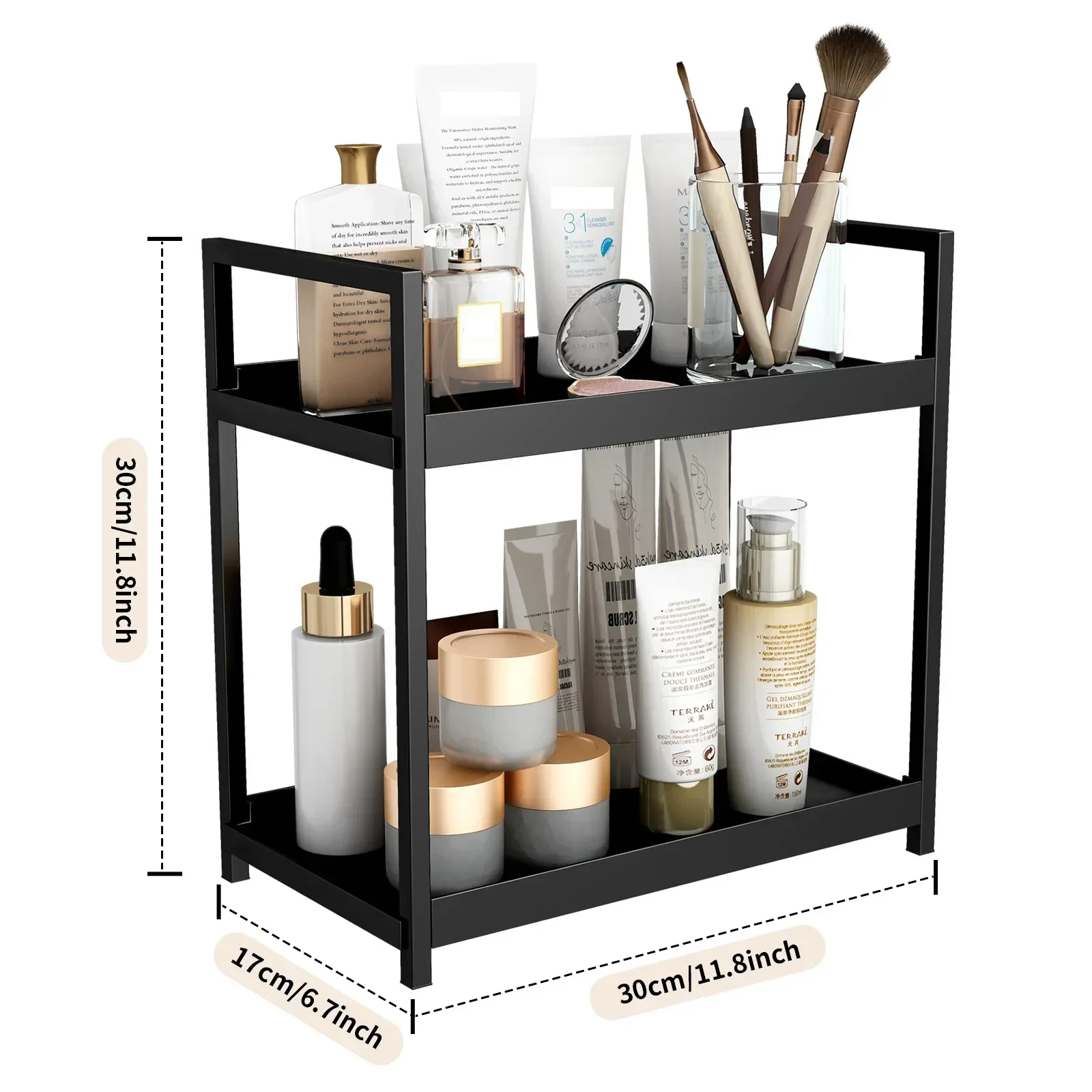 2 Tier,desktop Storage Rack,cosmetics Rack,bathroom Vanity Organizer Bathroom Shelves,Office Desk Stationery Storage Rack 6