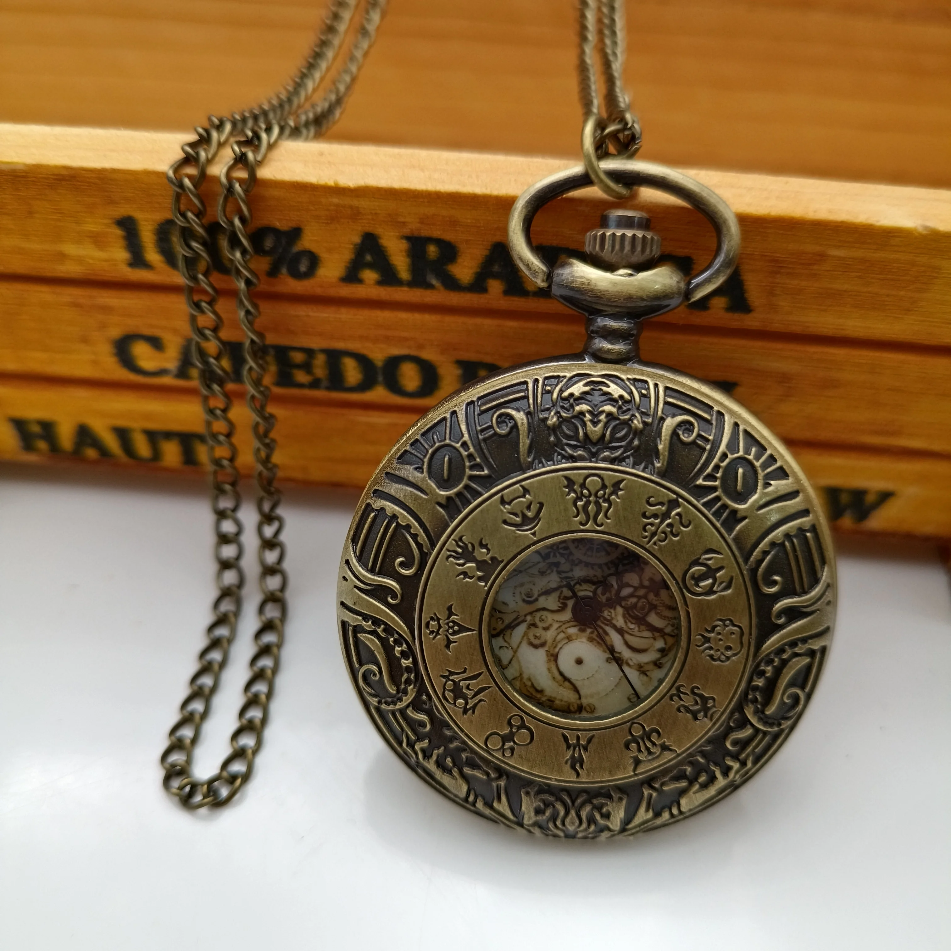 Vintage Bronze Zodiac Theme Stone Golden Roman Literal English