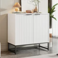 Сервант для гостиной, комод с дверцами, матовые золотые ручки и глянцевые ножки стола, комод, размер 160×80×40 см — изображение 4