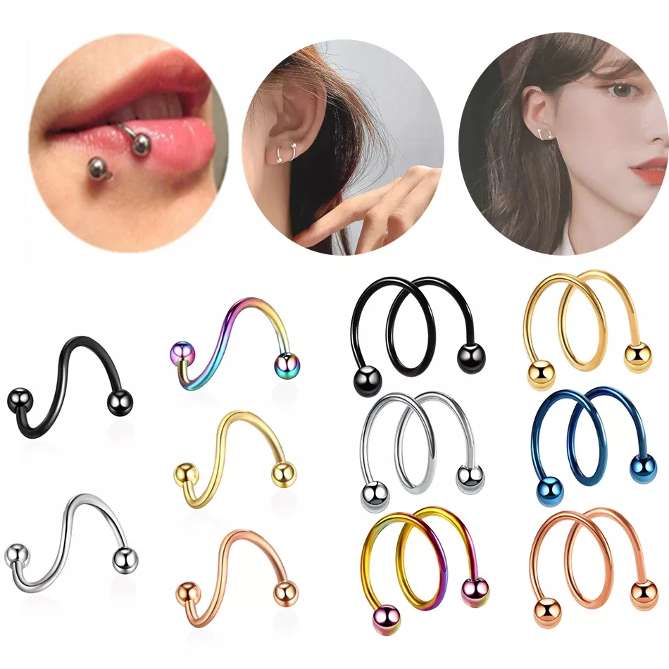 Earrings Piercing Helix Spiral Ear Piercing Helix Cartilage 1pc Steel Earring Aliexpress