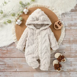 Baby Boys Winter Plush Hoodie Jumpsuit - Cozy Long Sleeve Warm Outfit - 6-9M (ZT5980)