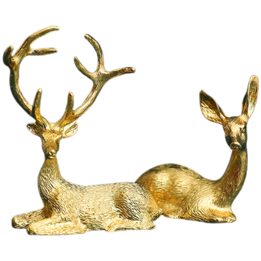

2Pcs Lovely Statue Modern Reindeer Ornament Animal Style Desktop Porch Ornament