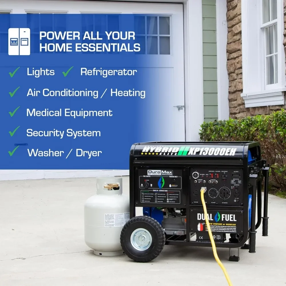XP13000EH Dual Fuel Portable Generator 13000 Watt Gas or Propane Powered Electric Start Home Back Up