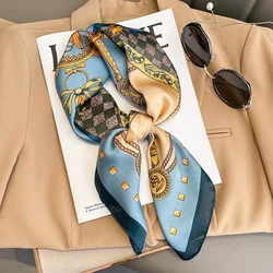 Elegant 70cm Silk - Like Versatile Women's Fashion Scarf - 70x70cm (Blue)