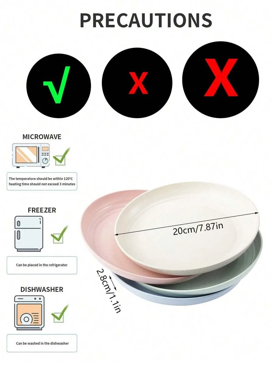 8pcs Plastic reusable plate 6