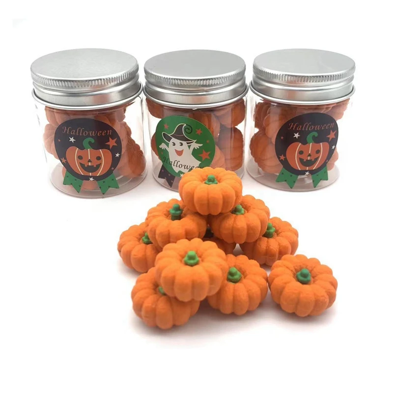 

Bulk Autumn Mini Pumpkin Erasers Orange Rubber 3D Kids Halloween Student Party Favors