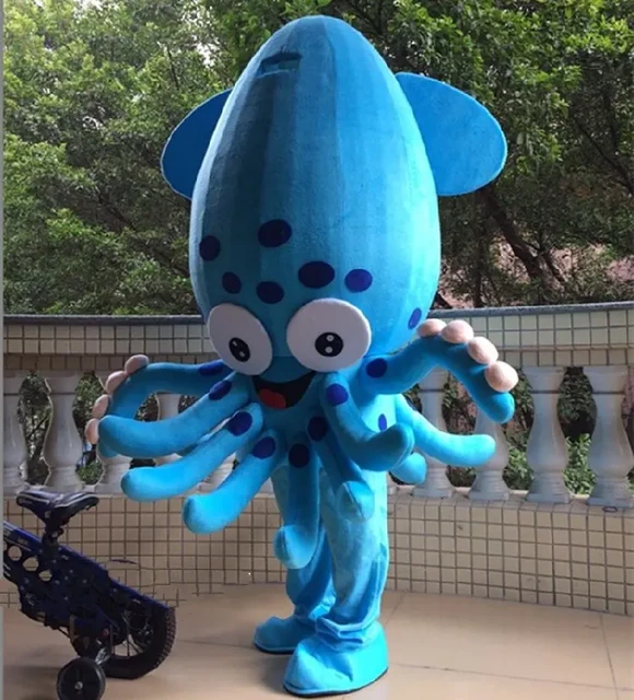 Disfraz de Mascota de sepia de calamar, vestido de adulto, ropa de dibujos  animados, disfraz de Mascota de pulpo azul, traje de fiesta de Halloween -  AliExpress