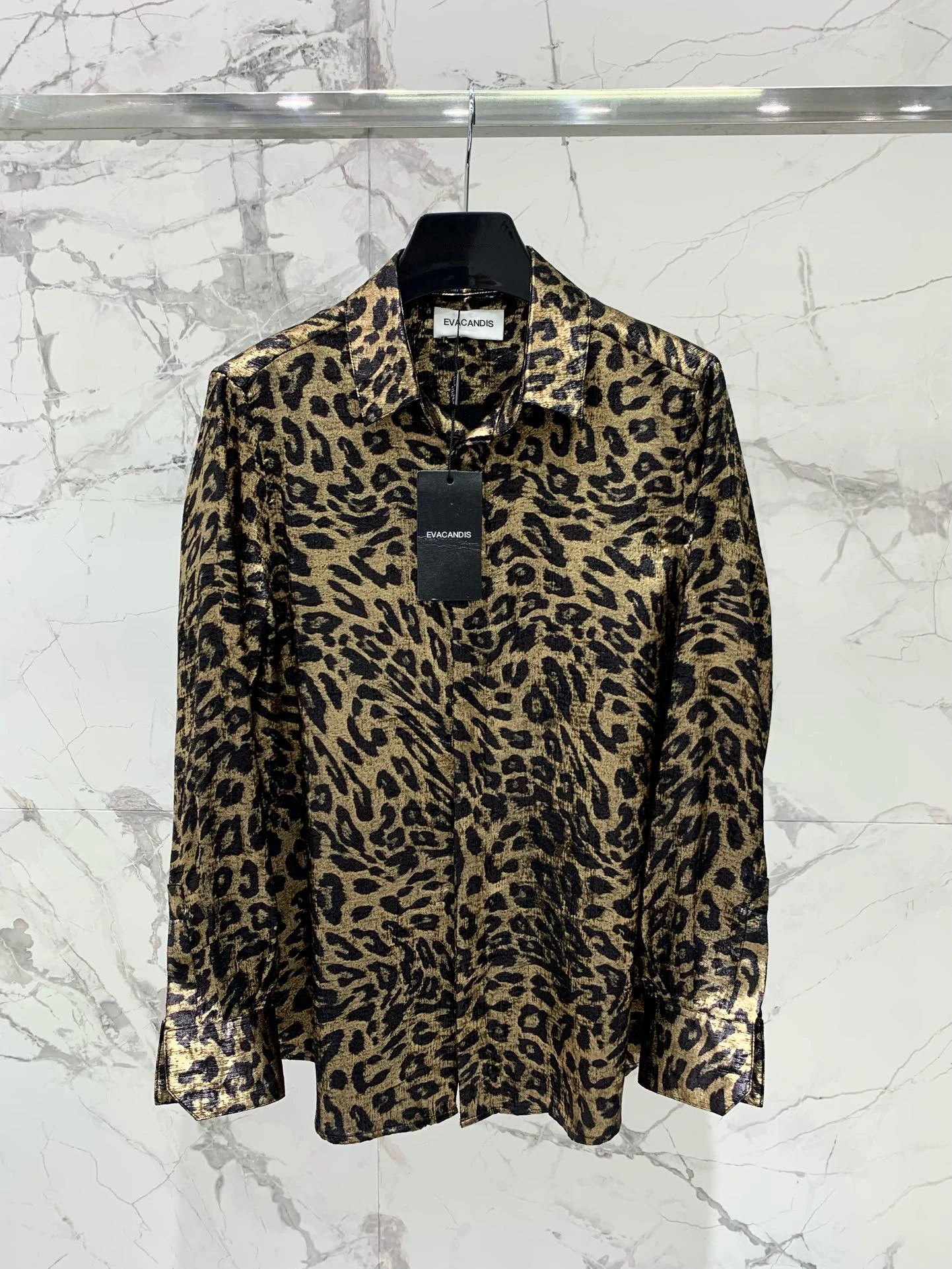 

EVACANDIS High Quality Women Leopard Printing Long Sleeve Turn-down Collar Shirts Chic Elegant Vintage Tops High Street Blouse