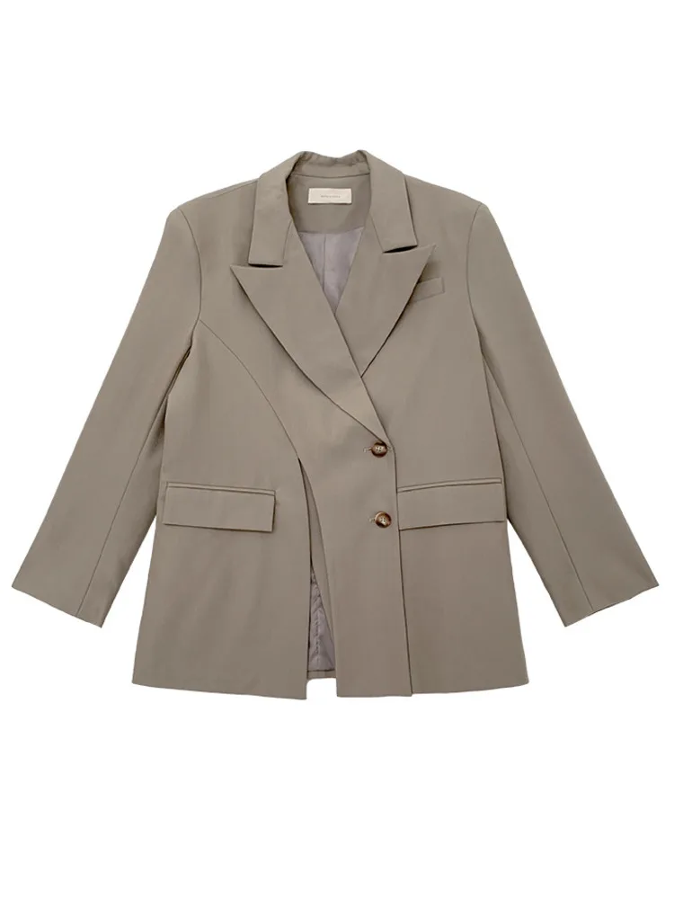 BZVW Designer Fashion Split Blazer For Women Coat 2023 New Trend Long Sleeve Solid Color Temperament Versatile Blazers 7AB368