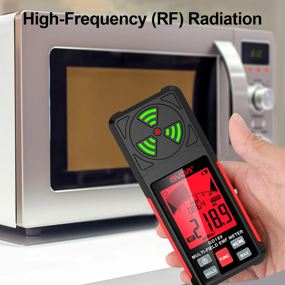 GVDA Multi-field EMF Meter Portable Electromagnetic Field Radiation Detector Radio High Frequency RF Microwave Radiation Tester 3