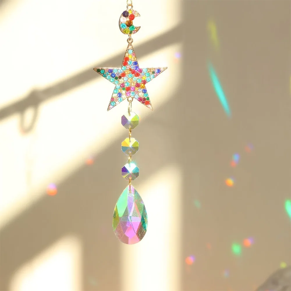 Room Rainbow Suncatcher Diamond Love Star Butterfly Rainbow Hanging Glass Prisms DIY Window Ornament Suncatcher Pendant